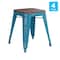 Flash Furniture 4 " Teal Metal Stool with Wood Seat, PK4 ET-BT3503-18-TL-WD-GG - alternate 4